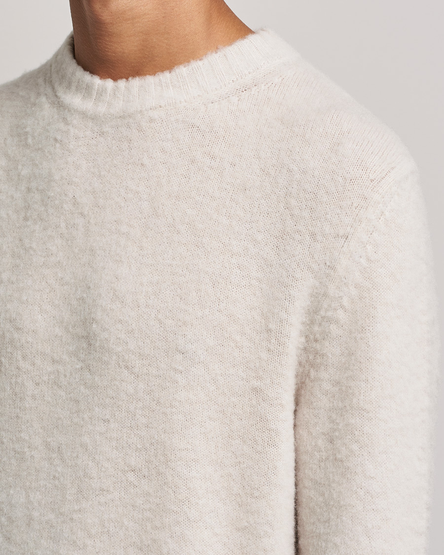 Herren | Pullover | Piacenza Cashmere | Brushed Wool Crew Neck Beige