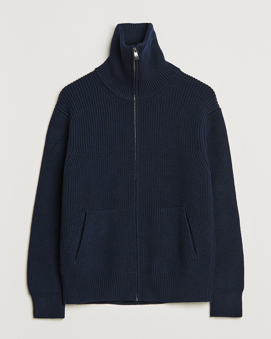 Herren | Pullover | Piacenza Cashmere | Heavy Zip Cardigan Navy