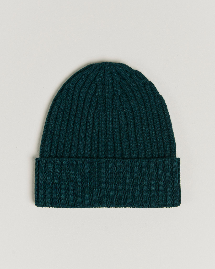 Herren | Piacenza Cashmere Ribbed Cashmere Beanie Racing Green | Piacenza Cashmere | Ribbed Cashmere Beanie Racing Green