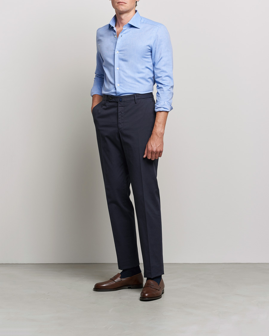 Herren | Hemden | Mazzarelli | Soft Twill Cotton Shirt Light Blue