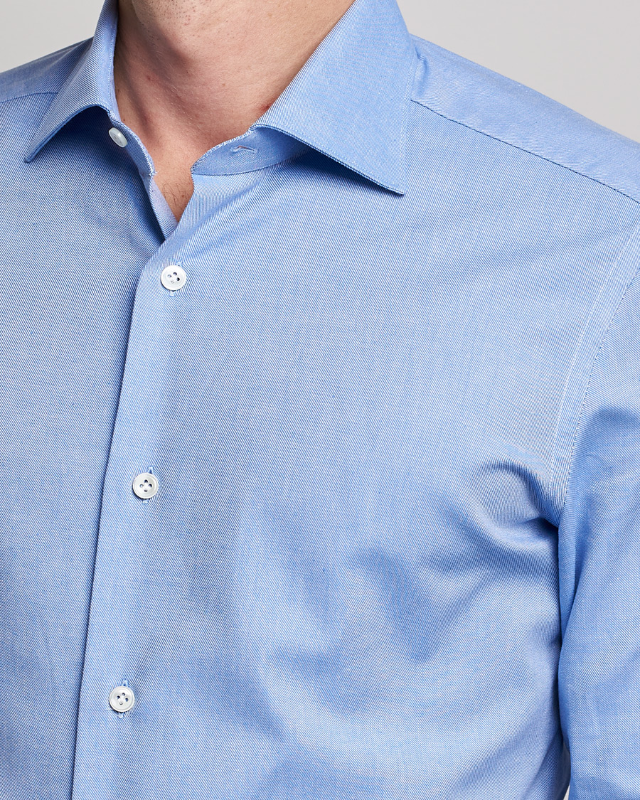 Herren | Hemden | Mazzarelli | Soft Twill Cotton Shirt Light Blue