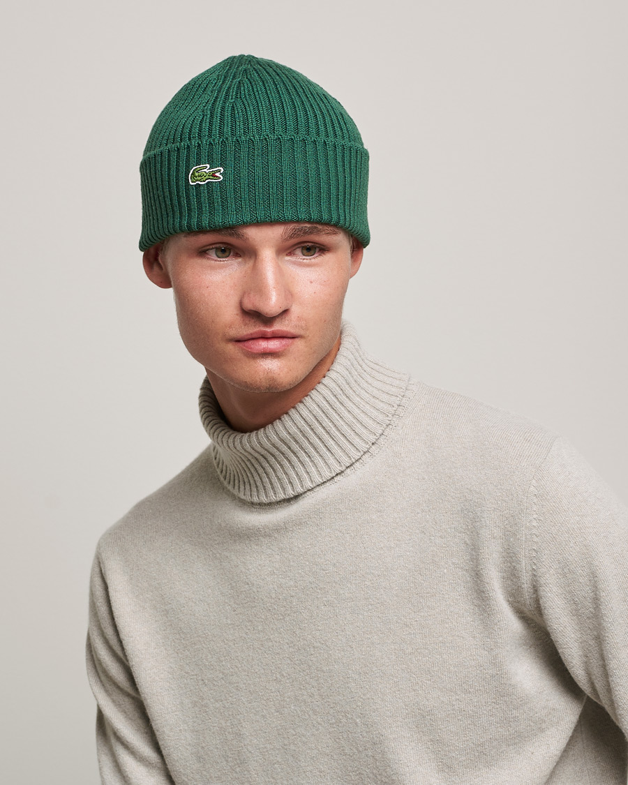 Herren | Lacoste Wool Knitted Beanie Green | Lacoste | Wool Knitted Beanie Green