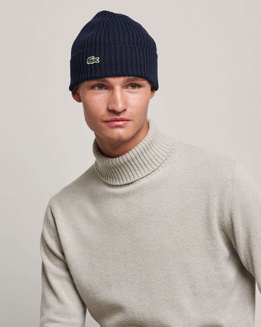 Herren | Lacoste Wool Knitted Beanie Navy | Lacoste | Wool Knitted Beanie Navy