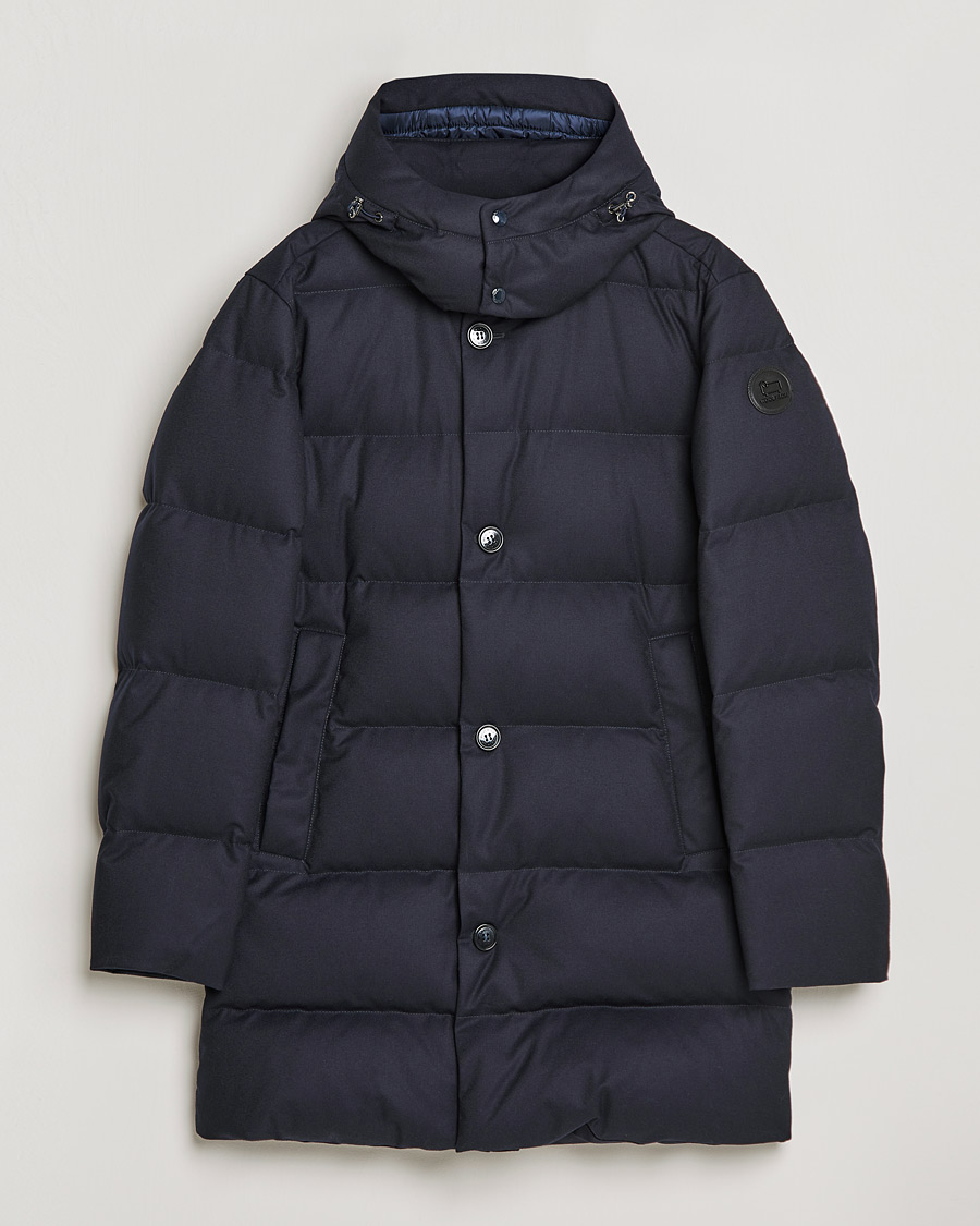 Herren | Jacken | Woolrich | Luxe Long Parka Melton Blue