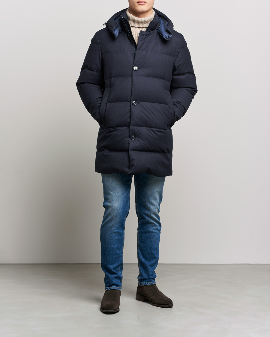 Herren | Jacken | Woolrich | Luxe Long Parka Melton Blue