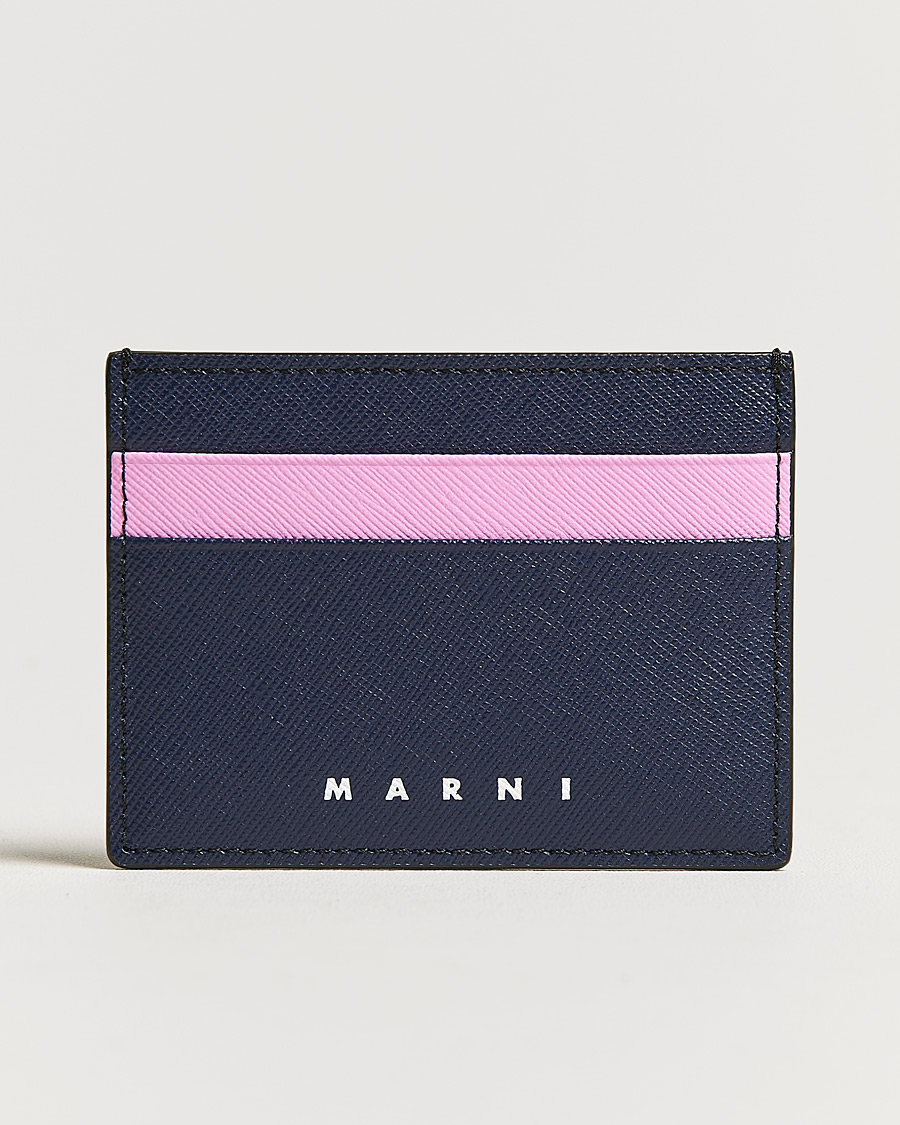 Herren | Marni Saffiano Leather Card Holder Navy | Marni | Saffiano Leather Card Holder Navy