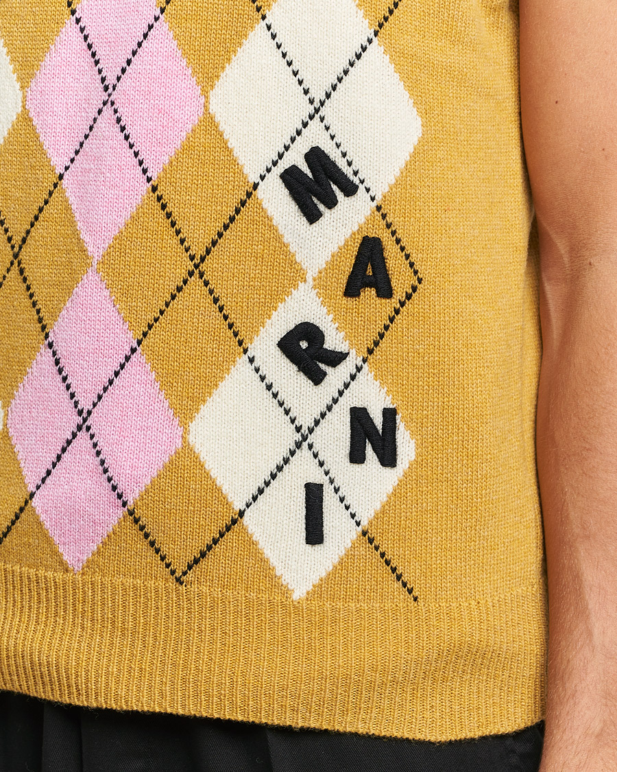 Herren | Pullover | Marni | Shetland Argyle Knit Vest White/Yellow