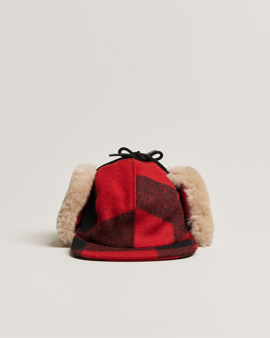 Herren | Filson Double Mackinaw Wool Cap Red Black Plaid | Filson | Double Mackinaw Wool Cap Red Black Plaid