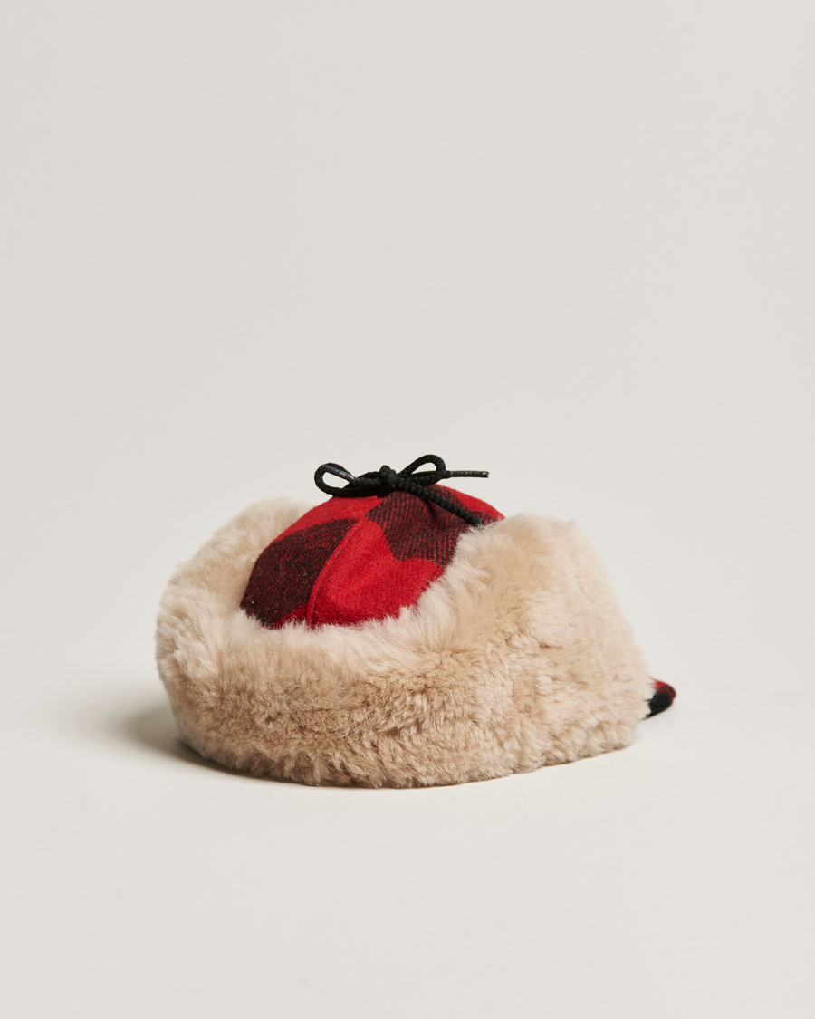 Herren | Filson Double Mackinaw Wool Cap Red Black Plaid | Filson | Double Mackinaw Wool Cap Red Black Plaid
