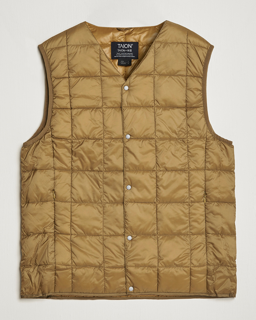 Herren | Jacken | TAION | V-Neck Lightweight Down Vest Beige