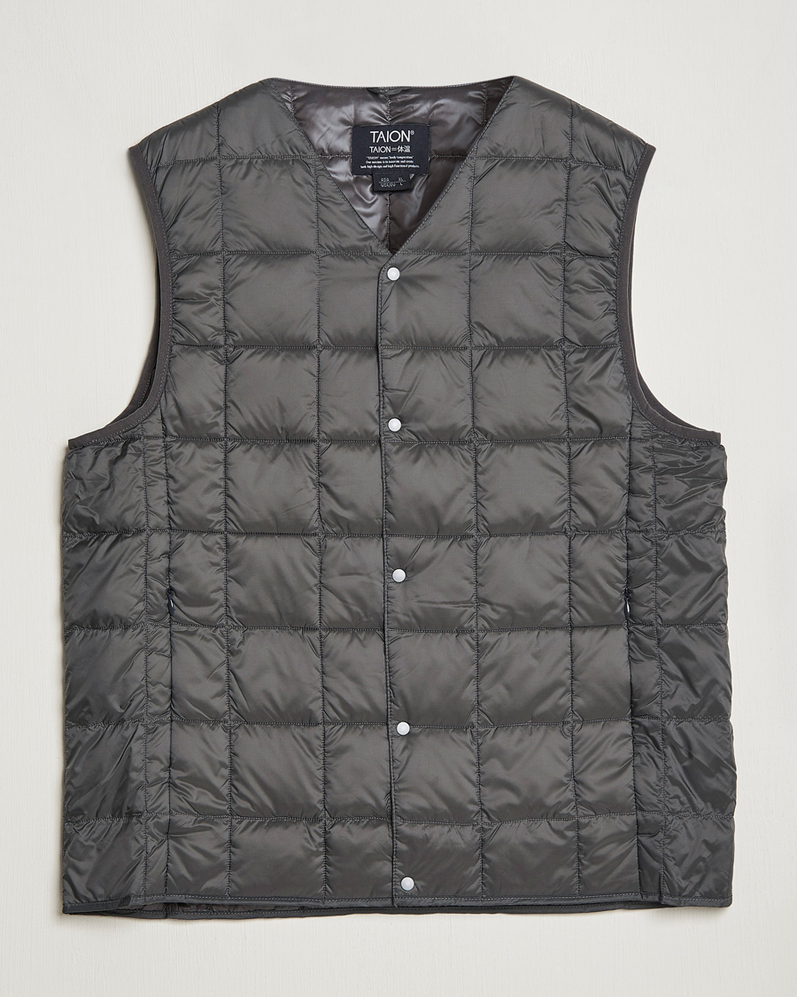 Herren | Jacken | TAION | V-Neck Lightweight Down Vest Charcoal