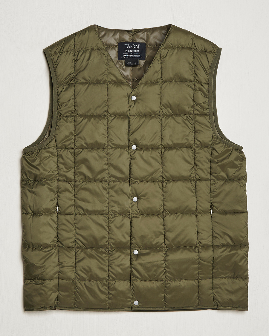 Herren | Jacken | TAION | V-Neck Lightweight Down Vest Dark Olive