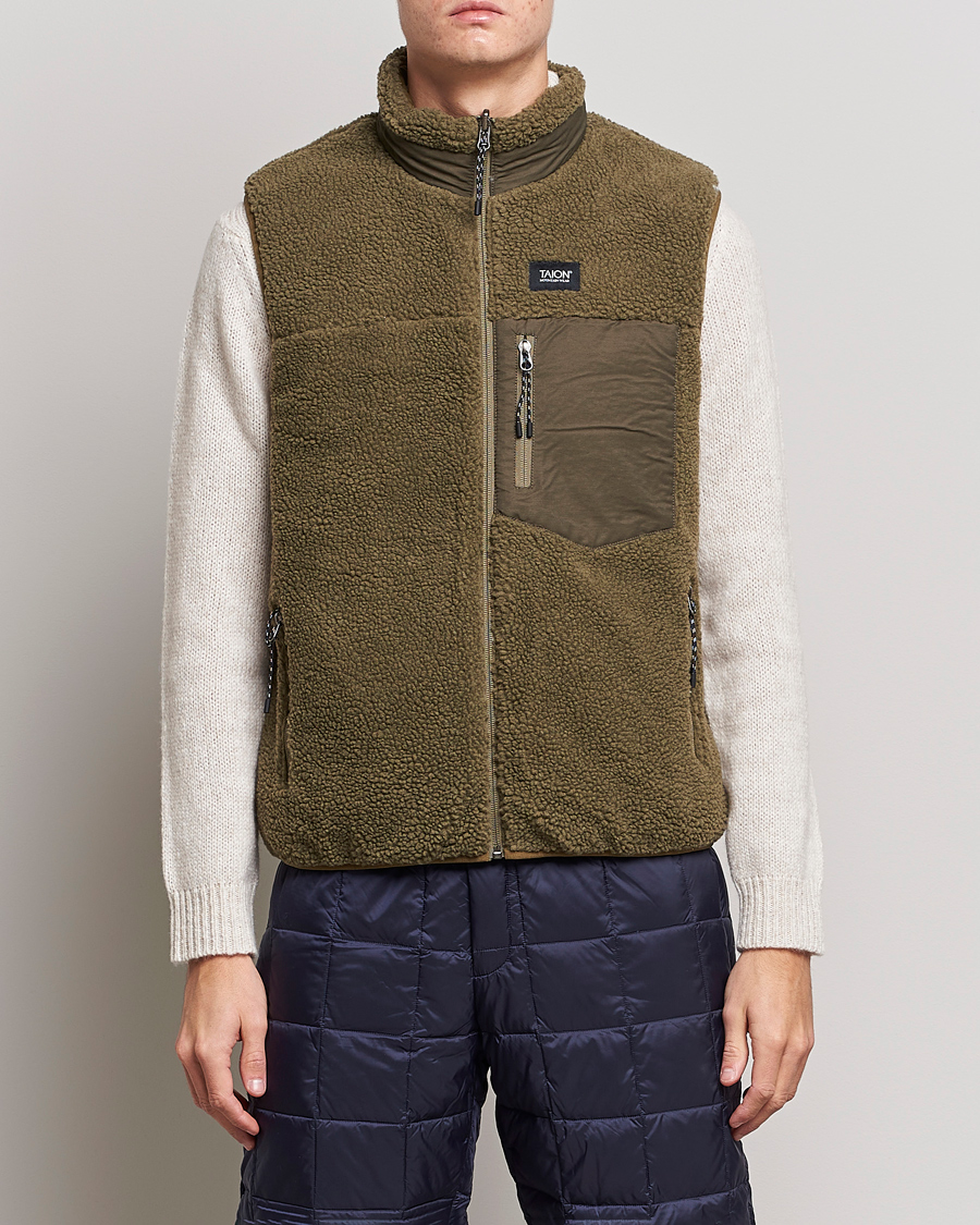 Herren | Jacken | TAION | Reversible Fleece Vest Olive/Dark Olive