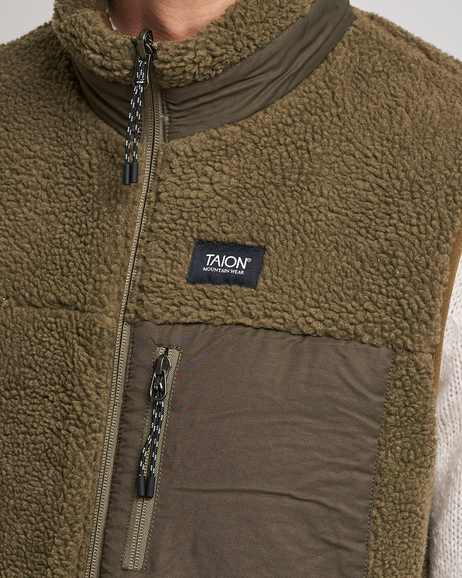 Herren | Jacken | TAION | Reversible Fleece Vest Olive/Dark Olive
