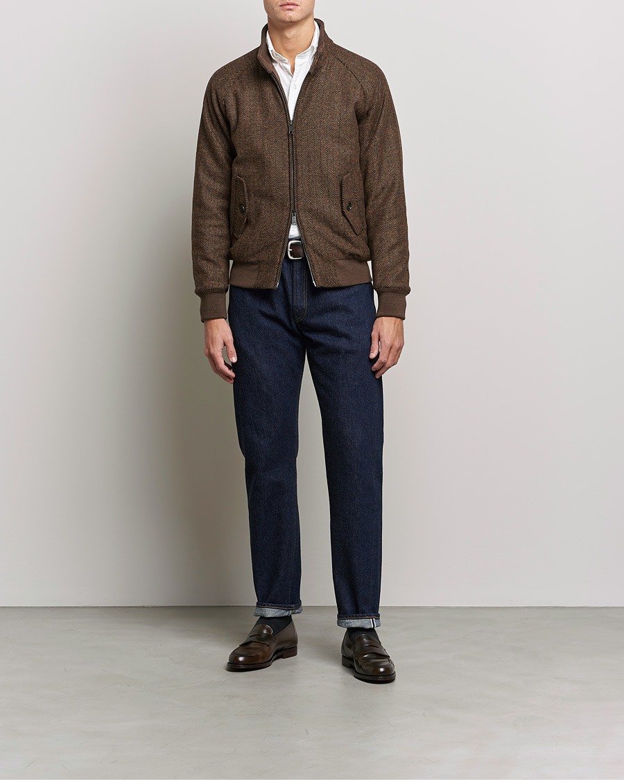 Herren | Jacken | Baracuta | G9 Herringbone Wool Jacket Brown