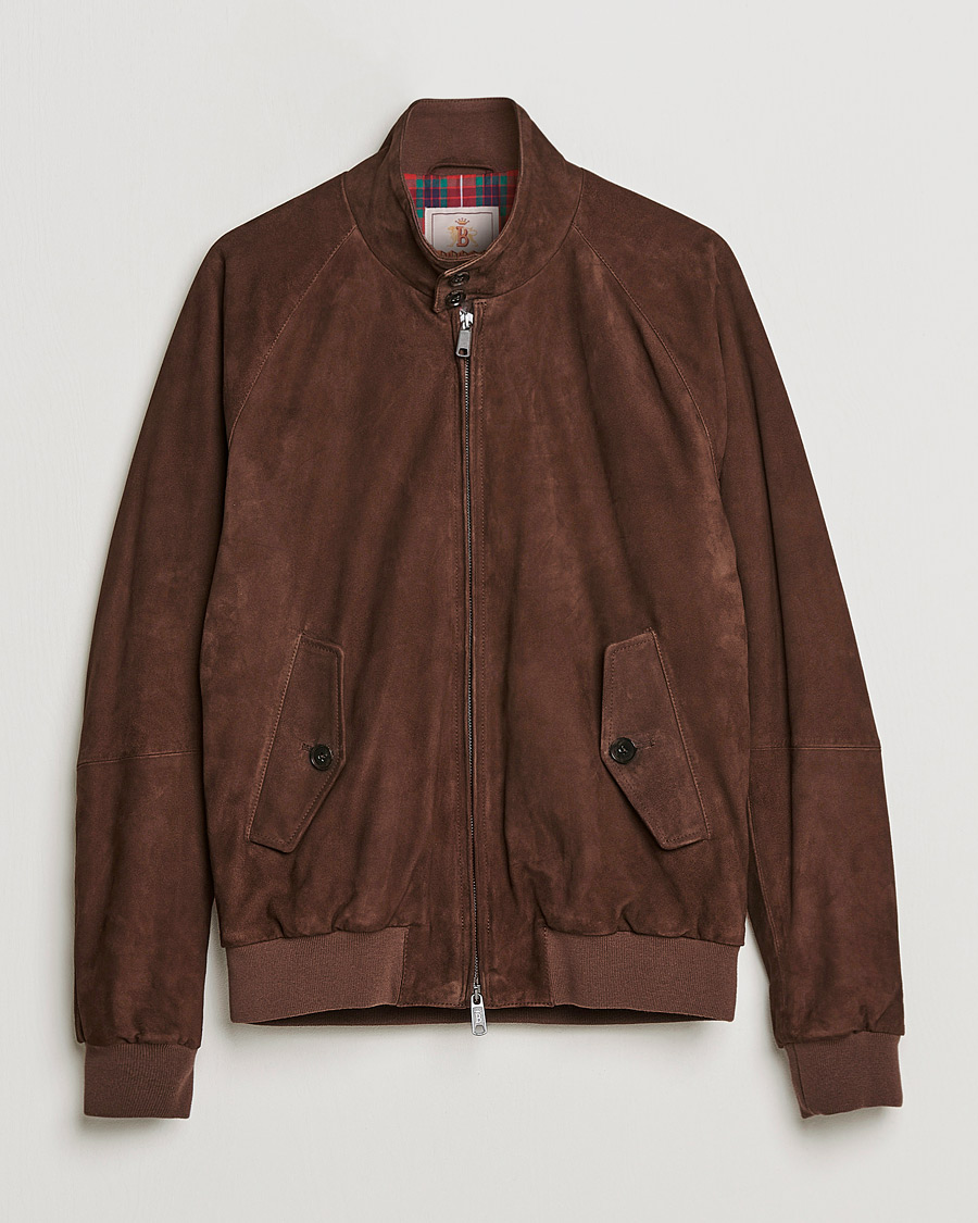 Herren | Jacken | Baracuta | G9 Winter Suede Harrington Jacket Chocolate