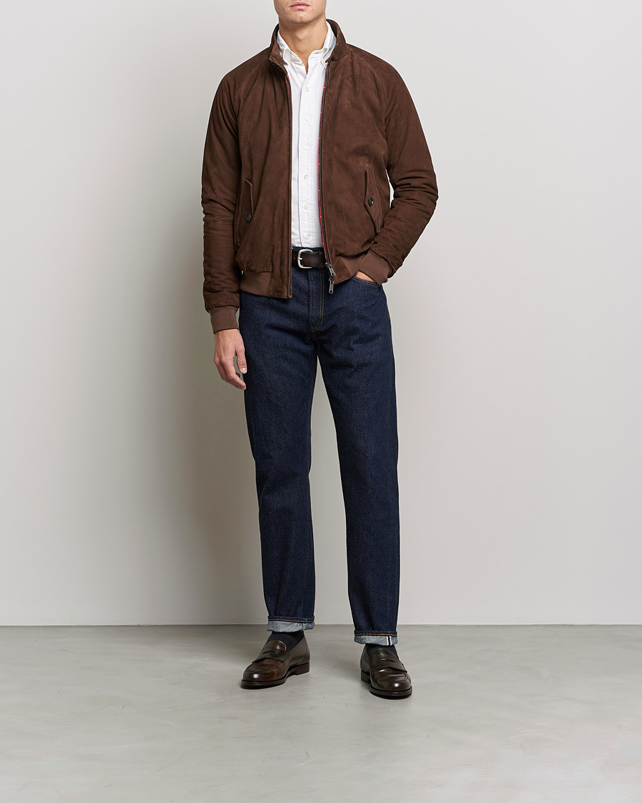 Herren | Jacken | Baracuta | G9 Winter Suede Harrington Jacket Chocolate