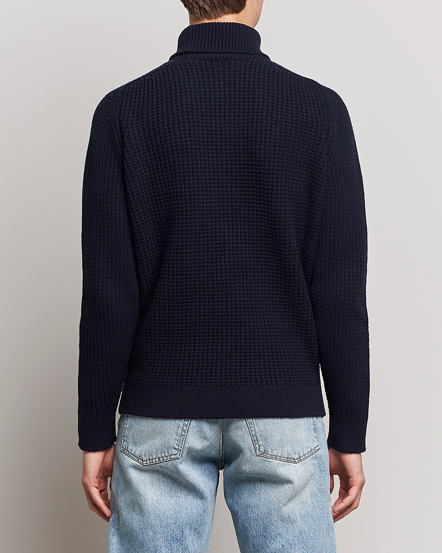 Herren | Pullover | Baracuta | Wool Waffle Knit Turtleneck Dark Navy