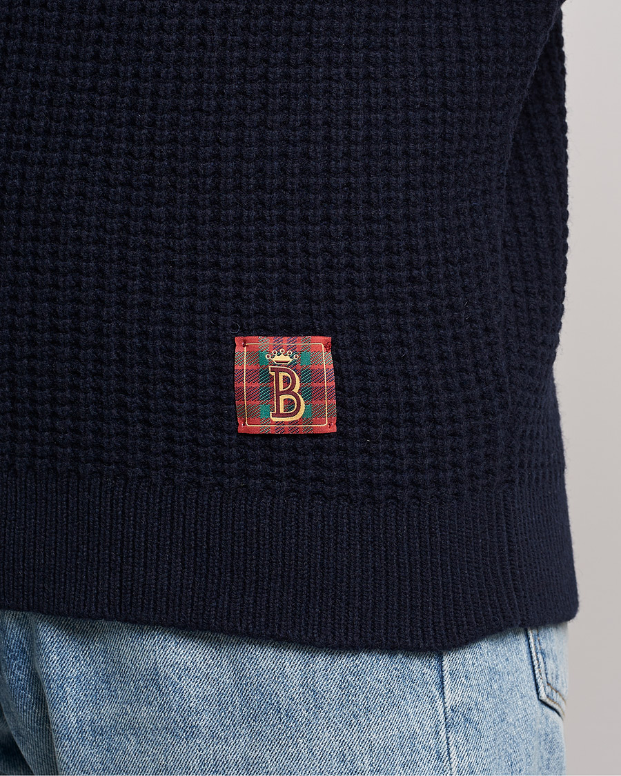 Herren | Pullover | Baracuta | Wool Waffle Knit Turtleneck Dark Navy