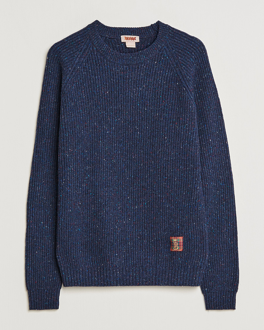 Herren | Pullover | Baracuta | Knop Yarn Raglan Crew Neck Dark Navy