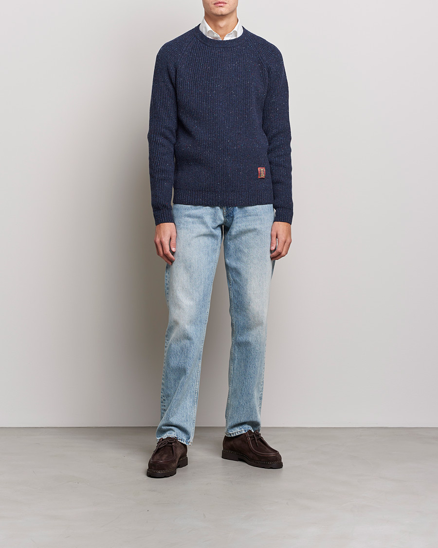 Herren | Pullover | Baracuta | Knop Yarn Raglan Crew Neck Dark Navy