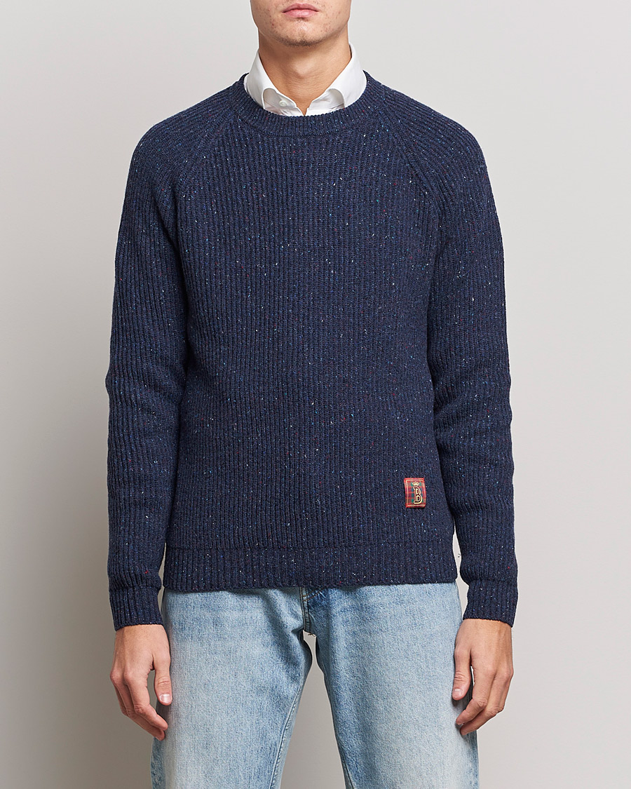 Herren | Pullover | Baracuta | Knop Yarn Raglan Crew Neck Dark Navy