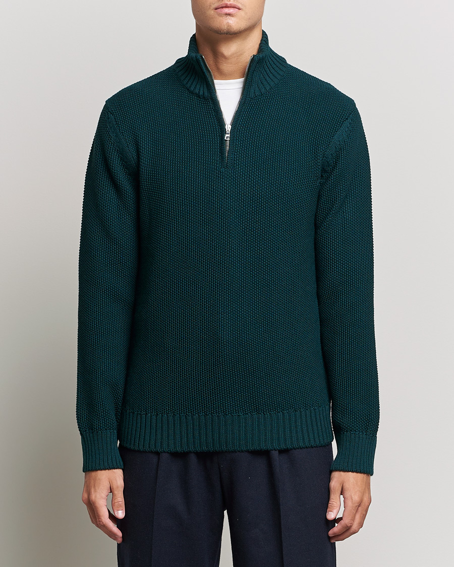 Herren | Pullover | Orlebar Brown | Lennard Merino Waffle Half Zip Bristlecone Pine