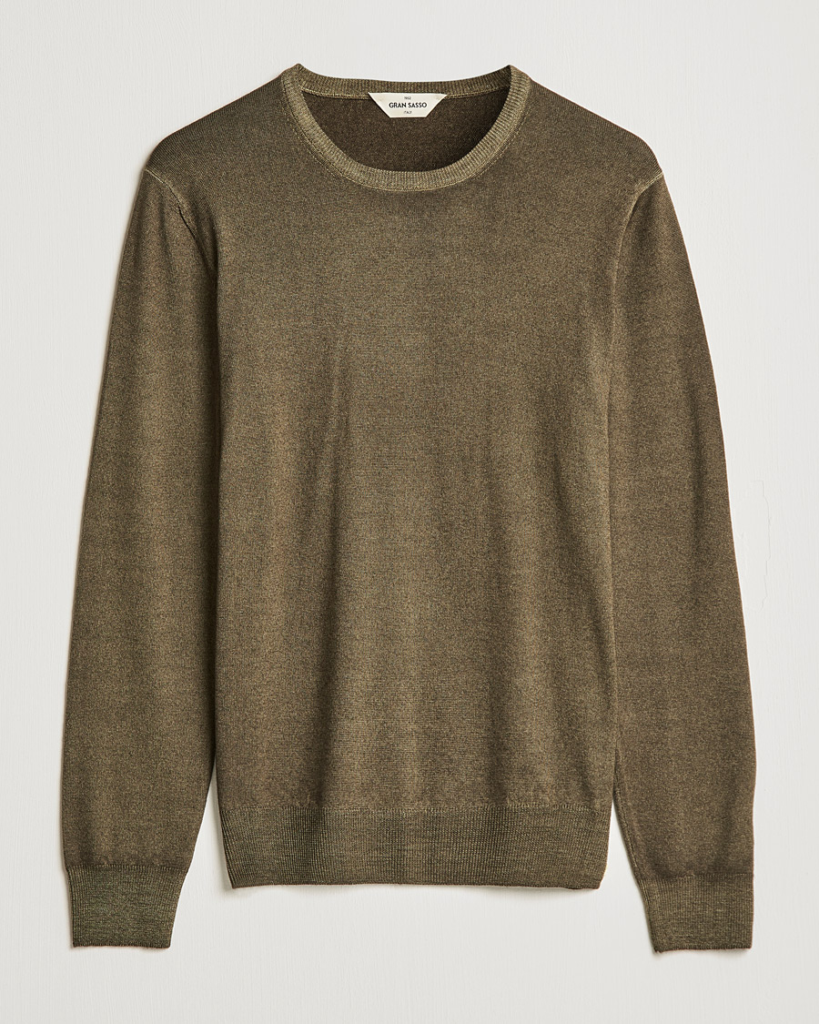 Herren | Pullover | Gran Sasso | Vintage Merino Fashion Fit Crew Neck Pullover Green