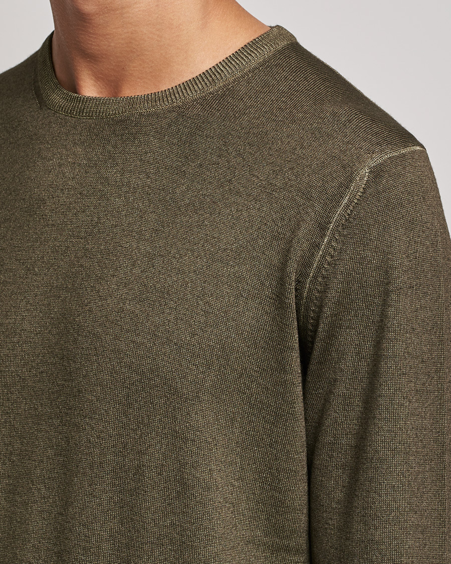 Herren | Pullover | Gran Sasso | Vintage Merino Fashion Fit Crew Neck Pullover Green