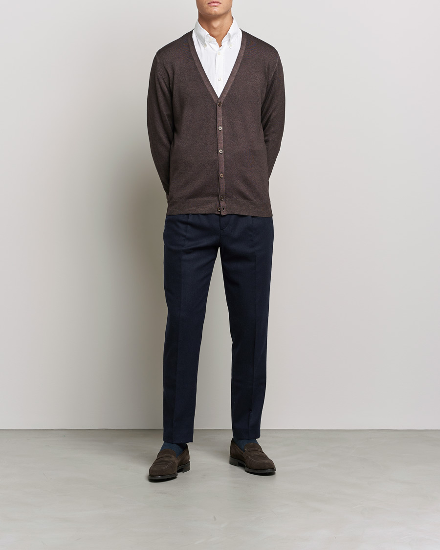 Herren | Pullover | Gran Sasso | Vintage Merino Fashion Fit Cardigan Brown