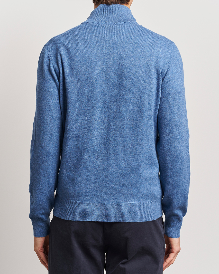 Herren | Pullover | Gran Sasso | Wool/Cashmere Half Zip Light Blue Melange