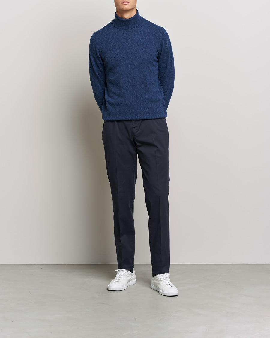 Herren | Pullover | Gran Sasso | Wool/Cashmere Rollneck Navy Melange