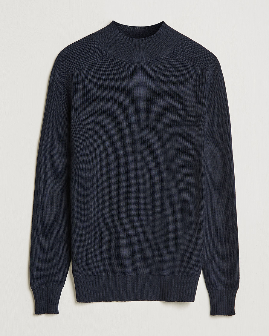 Herren | Pullover | Gran Sasso | Rainwool Mock Neck Navy