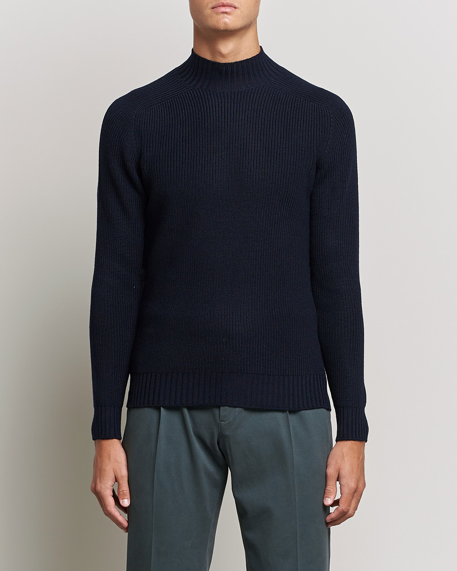 Herren | Pullover | Gran Sasso | Rainwool Mock Neck Navy