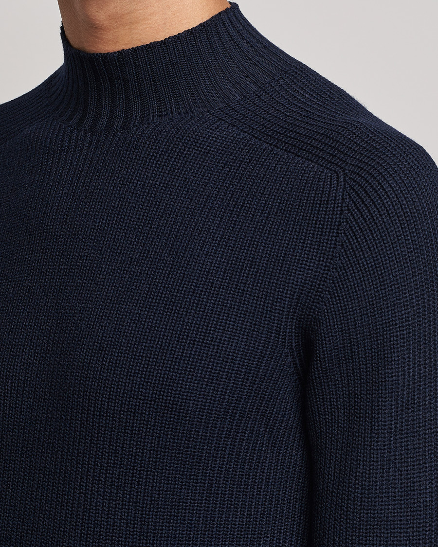 Herren | Pullover | Gran Sasso | Rainwool Mock Neck Navy