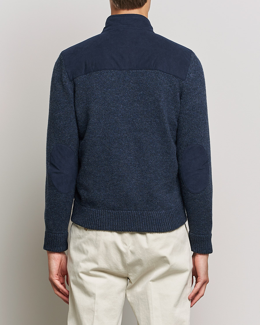 Herren | Pullover | Gran Sasso | Wool/Alcantara Full Zip Navy