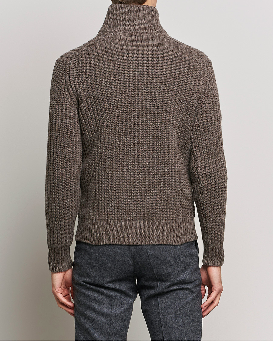 Herren | Pullover | Gran Sasso | Heavy Wool/Cashmere Full Zip Brown