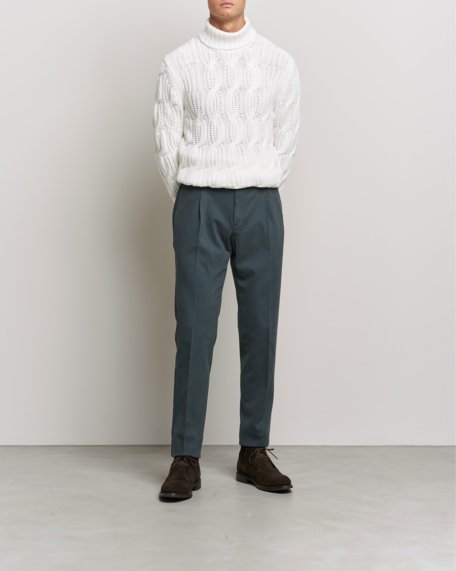 Herren | Pullover | Gran Sasso | Cable Knitted Wool/Cashmere Roll Neck Off White