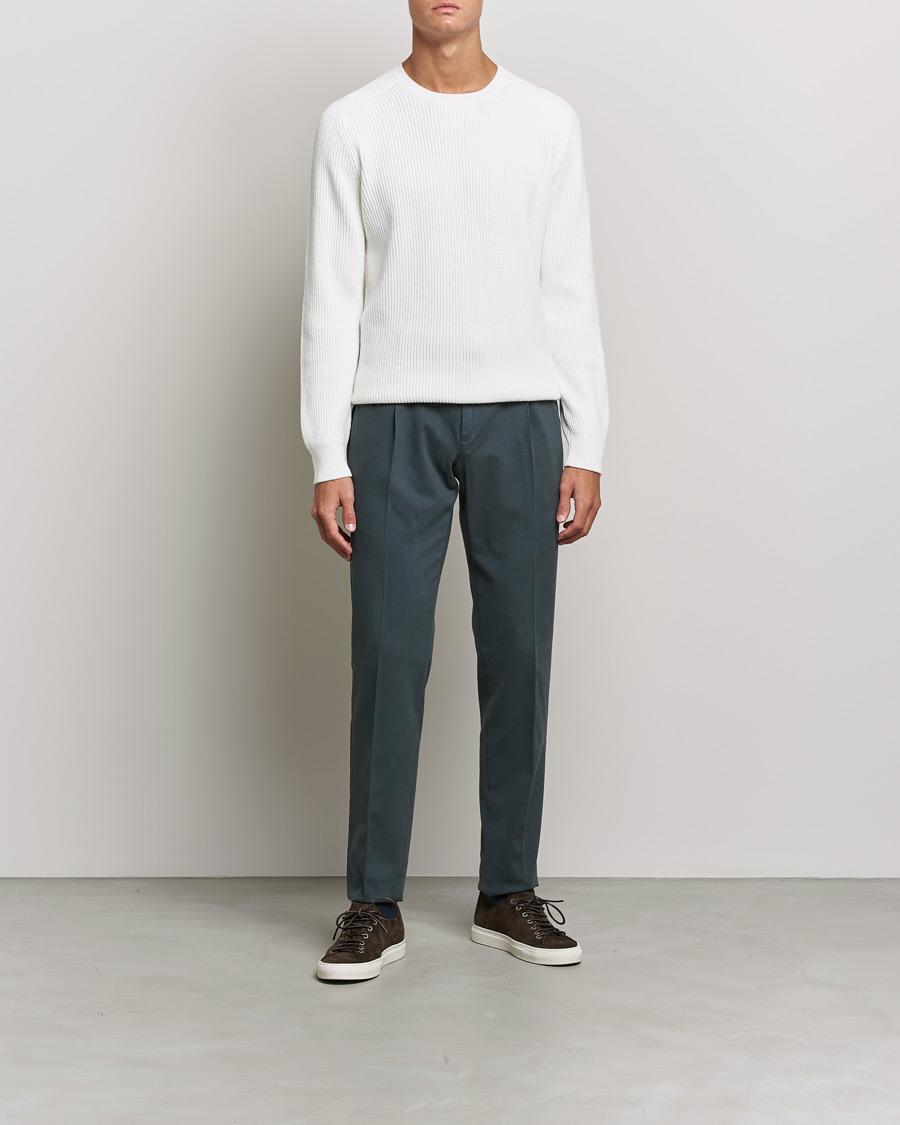 Herren | Pullover | Gran Sasso | Knitted Wool/Cashmere Structure Crewneck Off White