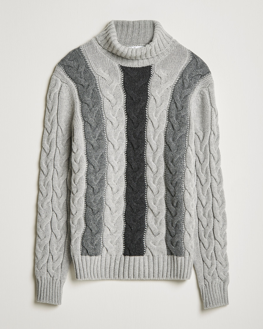 Herren | Pullover | Gran Sasso | Cable Knitted Wool Rollneck Grey