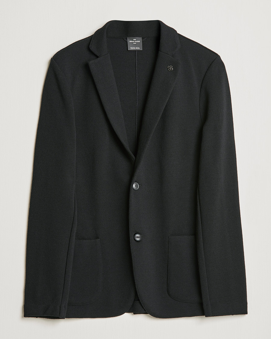Herren | Sakkos | Gran Sasso | Travel Wool Knitted Jacket Black
