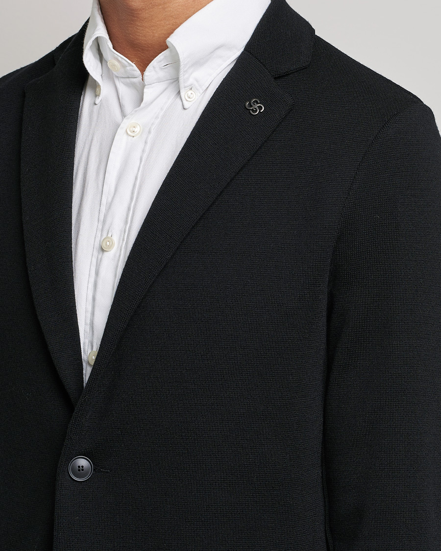 Herren | Sakkos | Gran Sasso | Travel Wool Knitted Jacket Black