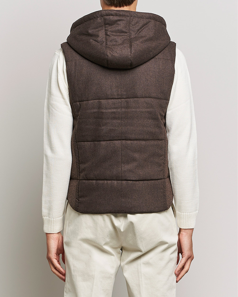 Herren | Pullover | Gran Sasso | Wool Flannel Hooded Vest Brown