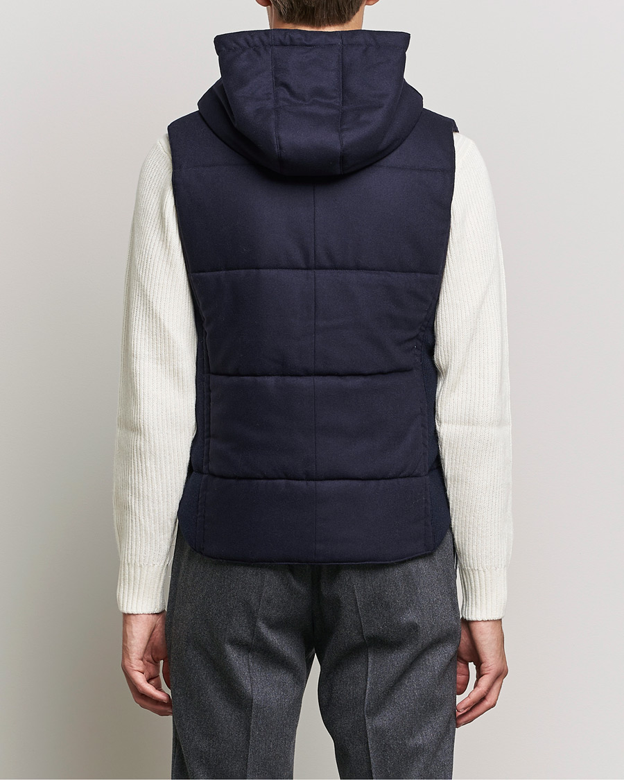 Herren | Pullover | Gran Sasso | Wool Flannel Hooded Vest Navy