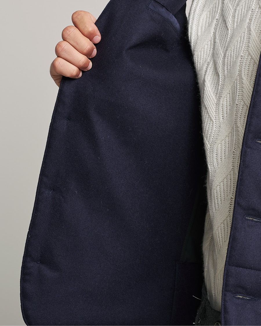 Herren | Pullover | Gran Sasso | Wool Flannel Hooded Vest Navy