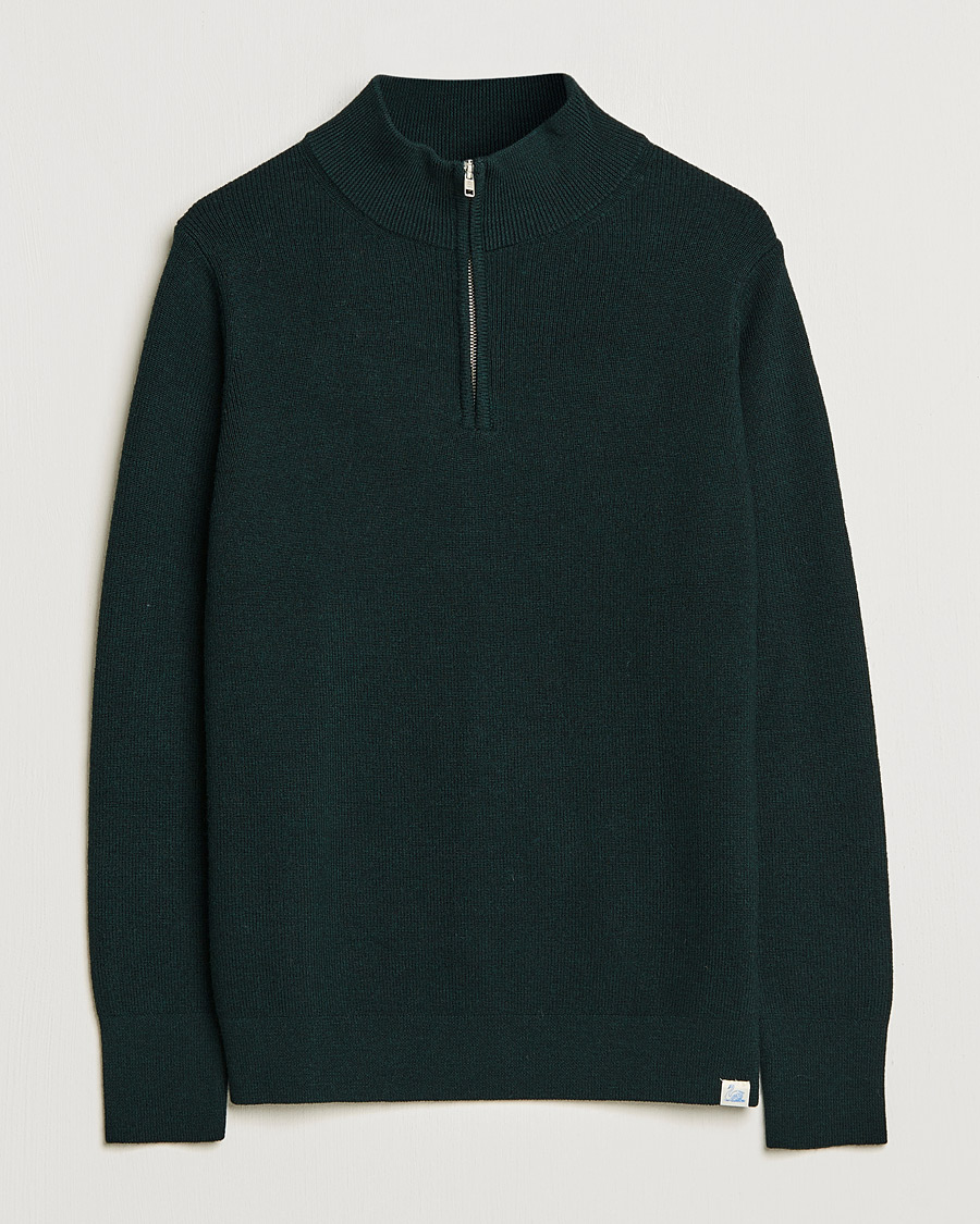 Herren | Pullover | Merz b. Schwanen | Merino Wool Half Zip Forest