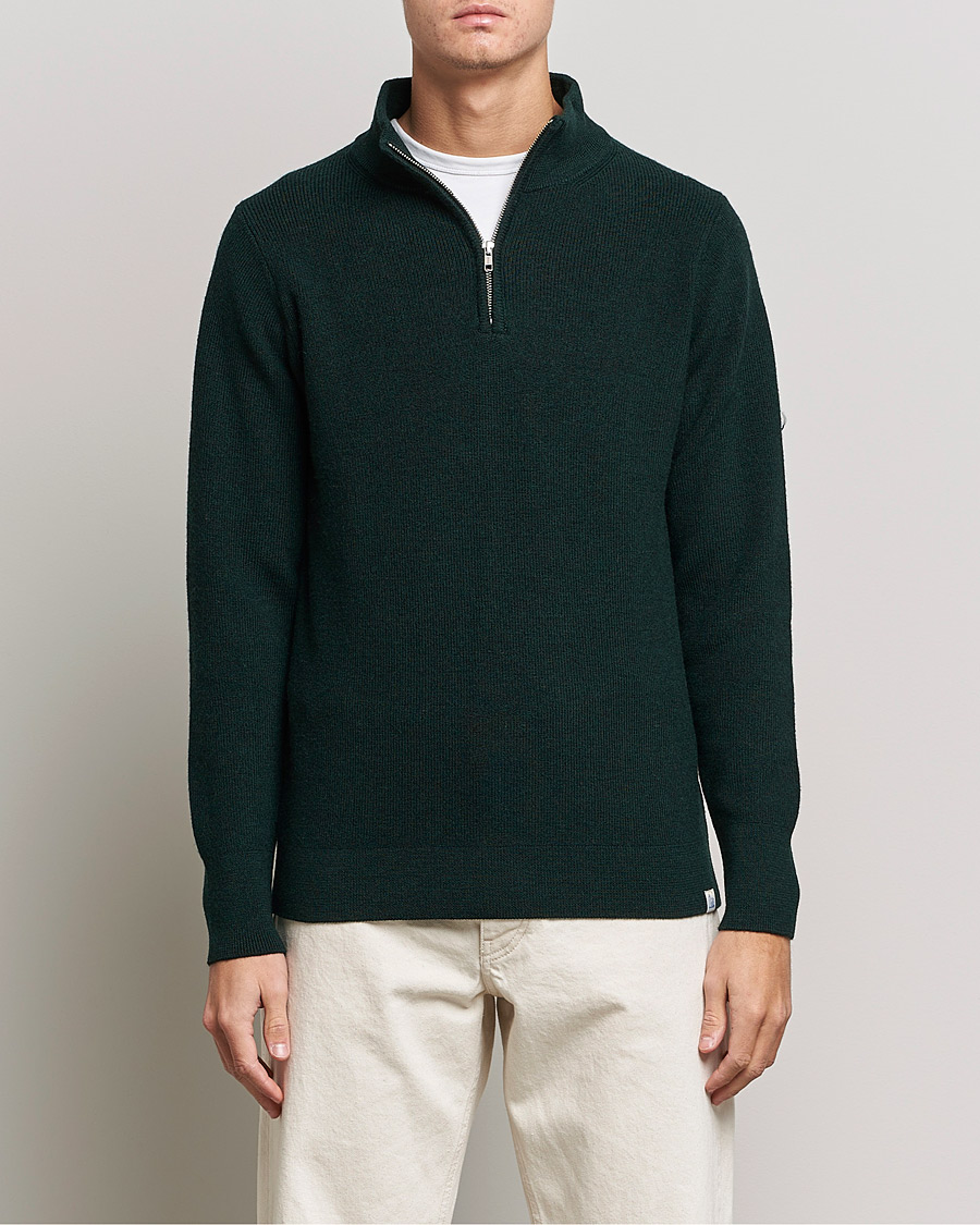 Herren | Pullover | Merz b. Schwanen | Merino Wool Half Zip Forest