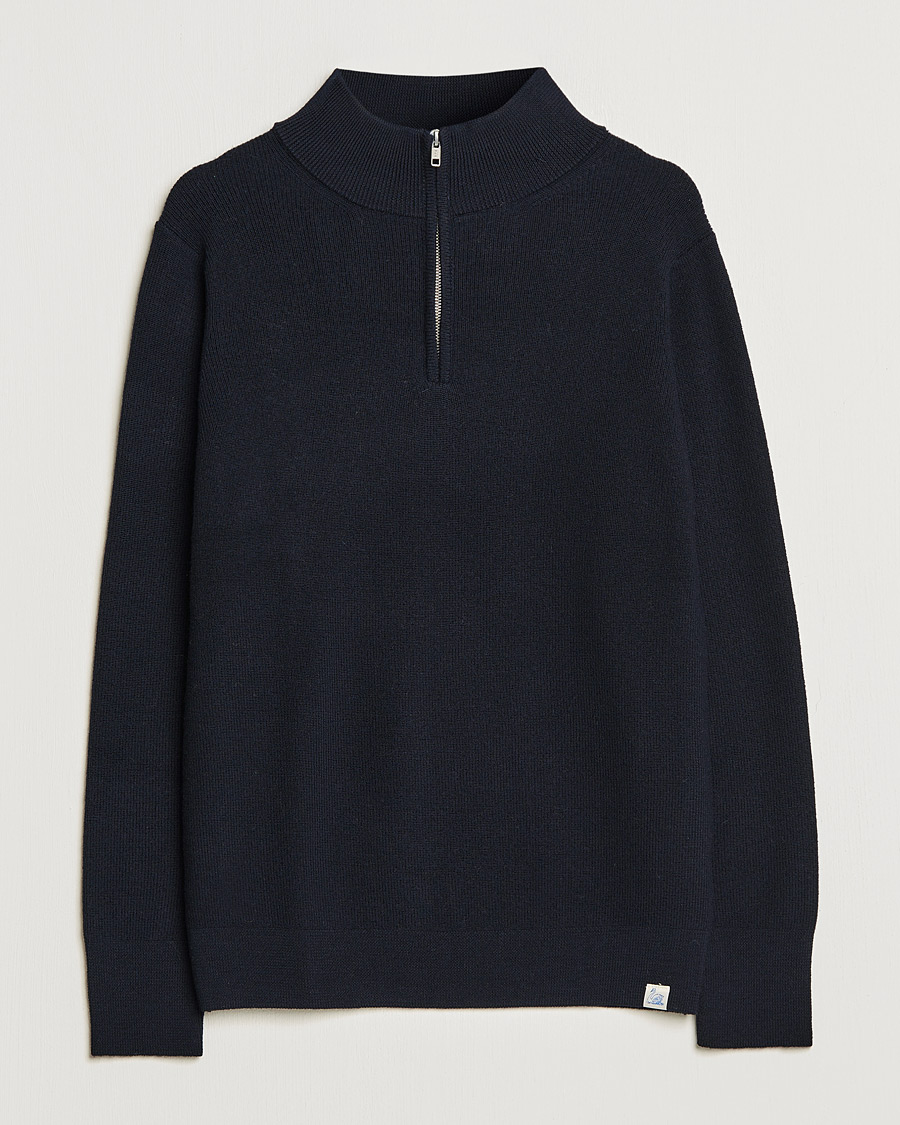 Herren | Pullover | Merz b. Schwanen | Merino Wool Half Zip Dark Navy