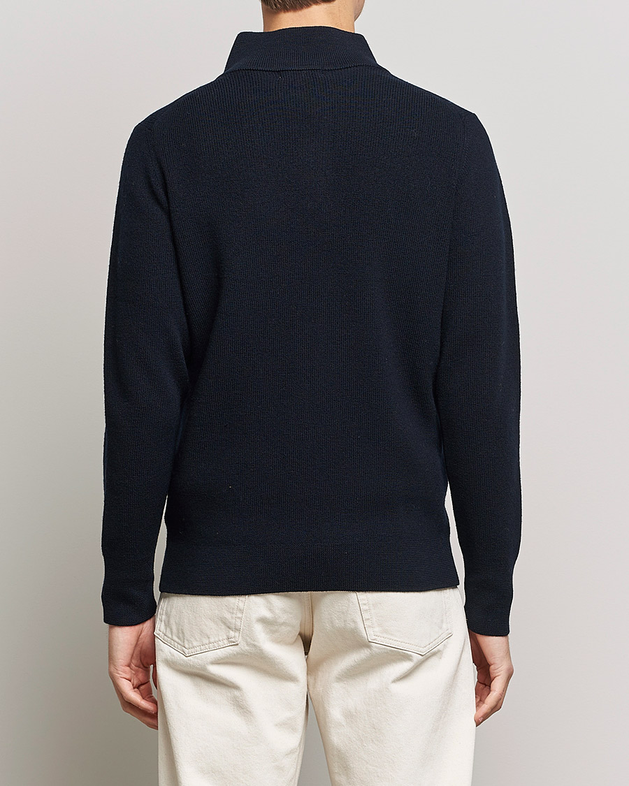 Herren | Pullover | Merz b. Schwanen | Merino Wool Half Zip Dark Navy