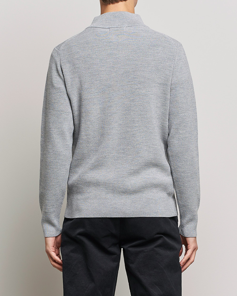 Herren | Pullover | Merz b. Schwanen | Merino Wool Half Zip Grey Mel